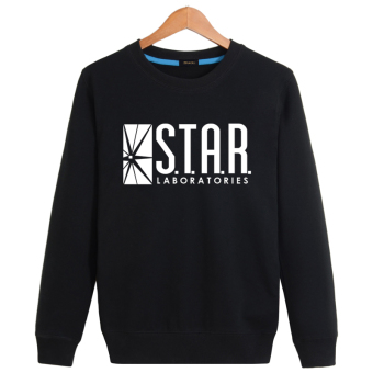 The Flash cotton crew neck pullover men's casual jacket hoodie Star laboratory black