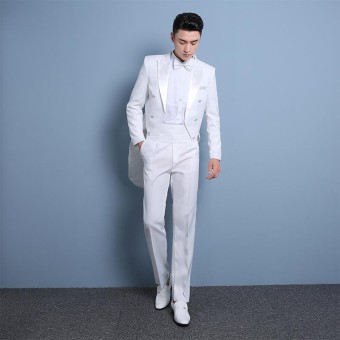 Tuxedo Men Slim Groom Wedding Dress Men's Suit Command Service Stage Show Host Suit - intl