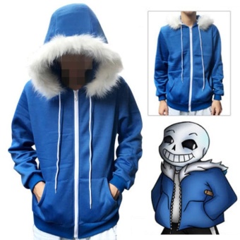 Undertale Sans Skull Cosplay Coat Blue Hoodie Jacket Coat Sweater Costume Hot S-2XL