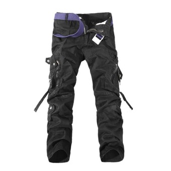 US STOCK Men Casual Military Army CARGO CAMO Combat Work Pants Straight Trousers Black - intl