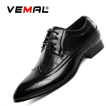 VEMAL Big Size Bullock Men Dress Shoes Wedding Business Vintage Carved Designer Fashion Formal Shoes Genuine Leather Shoes Black - intl