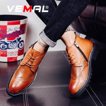 VEMAL Men's Breathable Classic Bullock Leather Shoes Formal Dress Shoes Kasut Lelaki Brown - intl