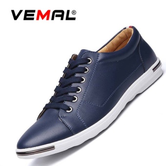 VEMAL Men's Casual Leather Shoes Big Size 38-48 Men Fashion Sneakers Skate Shoes Kasut Lelaki Blue - intl