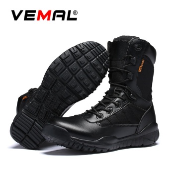 VEMAL Men's Desert Boots & Jungle Boots for Men-Lightweight Lace Up Men Boots Microfiber/Suede Leather Combat Boots Outdoor Military Boots-Tactical Boots Breathable Shoes Black - intl