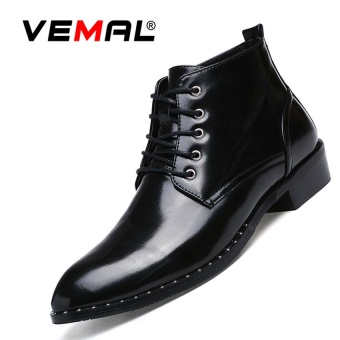 VEMAL Men's Leather Boots High Quality Ankle Boots Hight Cut Martin Boots For Men Black - intl