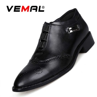 VEMAL New Genuine Leather Men Classic Business Formal Shoes Bullock Style Pointed Toe Retro Men Oxford Dress Shoes Kasut Lelaki Black - intl