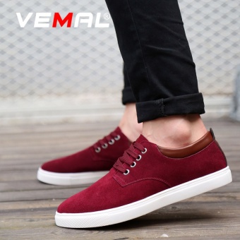VEMAL Suede Men's Casual Leather Shoes Big Size 38-49 Men Formal Shoes Kasut Lelaki Burgundy - intl