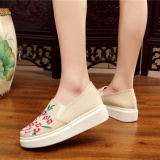 Veowalk Floral Embroidered Women Canvas Slip-ons Platforms Shoes Beige - Intl September 2018 - 3 Veowalk Floral Embroidered Women Canvas Slip-ons Platforms Shoes Beige - intl - 3