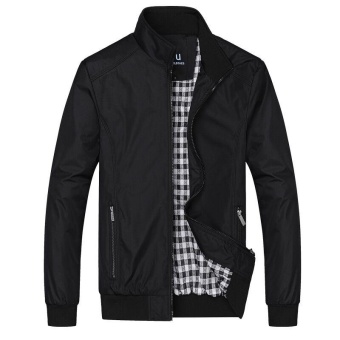 Victory New Men Business Affairs Stand Collar Jacket Youth Casual Large Size Loose Coat Lightweight JacketsBlack - intl