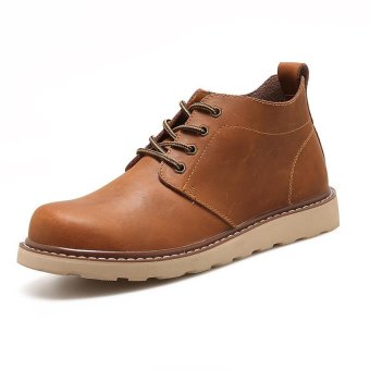 Victory New Trend Men Round head Martin boots Vintage boots Short boots Brown - intl