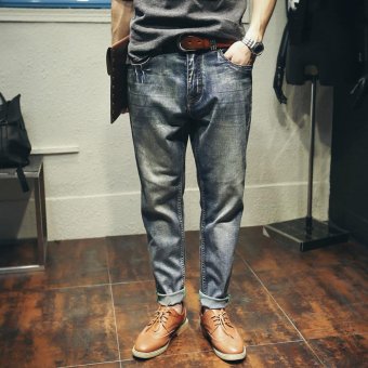 Vintage Color Mens Harlan Jeans Loose Plus Size Jeans Men Pants Waist Range 28 to 42 Casual Hip-hop Japanese Style Leisure Jeans Distressed Jeans - intl