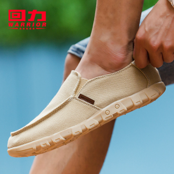 Warrior New style autumn Men loafers canvas shoes Khaki Khaki