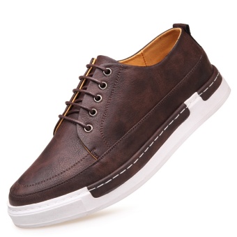 Versatile New style Men men's casual leather shoes Yellow Yellow