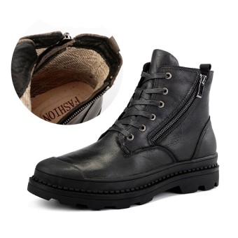 Winter Genuine Leather Ankle Martin Boots Men Keep Warm Snow Boots Black - intl
