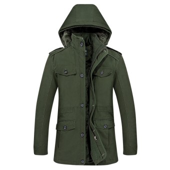 Winter jacket men`s thick warm cotton down coat windproof parka men brand clothing Simple plus velvet jacket - intl