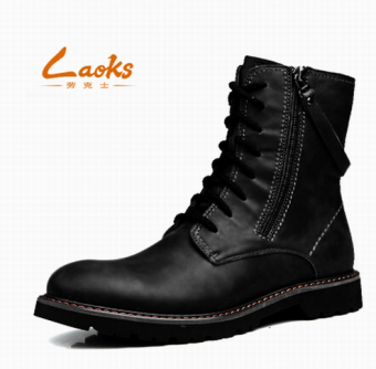 Winter men's casual leather man hight-top grain Oxfords for men Dr Martens boots Black