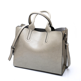 Women top handle satchel handbags shoulder bag messenger bag (Gray)