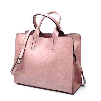 Women top handle satchel handbags shoulder bag messenger bag (Pink)