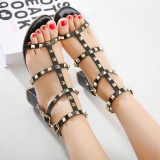 Women's Chunky Heel T-strap Shoes Club Party Sandals With Rivets Black - Intl August 2018 - 3 Women's Chunky Heel T-strap Shoes Club Party Sandals with Rivets Black - intl - 3