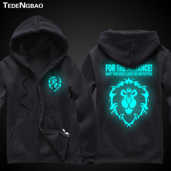 World of Warcraft zip-up hooded jacket game hoodie Blue glow in the dark