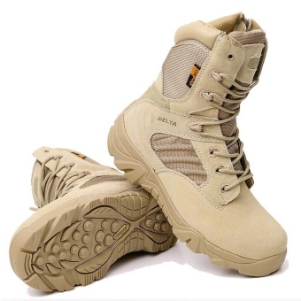 YL238 Delta Boots Desert Boots High Boots Male Special Forces Outdoor Training Shoes Military Training Boots Wild Hiking Boots Leather Boots EU39-EU45Sand Color - intl
