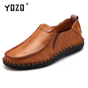 YOZO Fashion Genuine Leather Soft Loafers For Men Slip On Moccasins Boat Flats Shoes Driving Shoes - intl