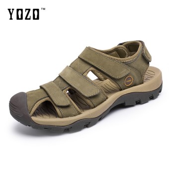 YOZO Genuine Leather Men Sandals Summer Cow Leather New For Beach Male Shoes Mens Sandal Wading Shoes Large Size 38-46 Yards - intl