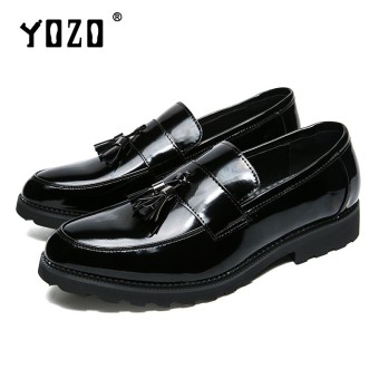 YOZO Men Banquet Loafers Slip On Fashion Men Leather Moccasin Glitter Men Italian Leather Shoes Men Wedding Black Dress Shoes - intl