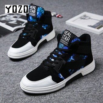 YOZO Men Running Shoes Casual Men Shoes Cool Tide Lace-Up High Top Canvas Shoes For Man Male Comfort Leisure Flats - intl