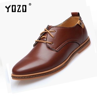 Yozo Men Shoes Korean Classic All-Match Leisure Leather Shoes Man Laced Leather Shoes WinklepickersBrown - intl