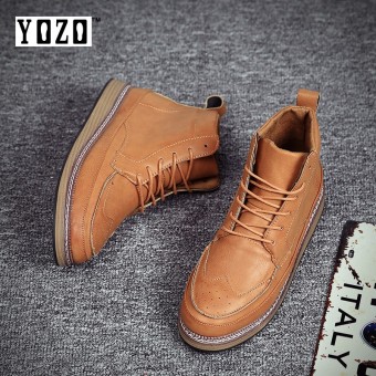 YOZO New Arrival Bullock Mens Shoes Height Increasing Mens Martin Boots Non-Slip Soles PU Hight Shoes Men Boots - intl