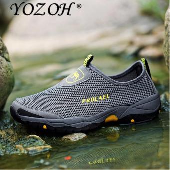YOZOH Sport Shoes Men's Outdoor Shoes Hiking Casual Shoes Running Slip-Ons & Loafers-Grey - intl