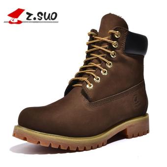 Z.SUO Men's Waterproof Work Boot Genuine Leather Shoes Coffee - intl