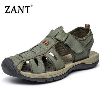 ZANT New Summer Shoes Fashion Summer Sandals Style Leather Male Sandals Men Shoes Casual Shoes for Man Black