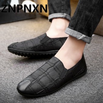 ZNPNXN Man'S Slip-Ons&Loafers Fashion Leather Shoes Fashion Men Breathable Slip-On Leather Shoes British Style - intl