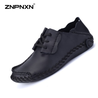 ZNPNXN Men Shoes Fashion Genuine Leather Driving Shoes Men Shoes Casual Comfort Doudou Shoes Outdoor Leisure Shoes Black - intl