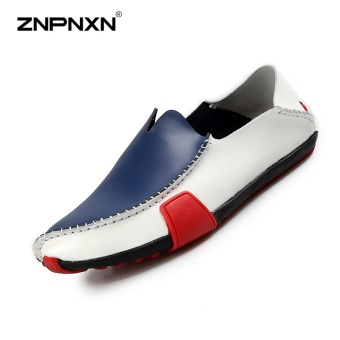 ZNPNXN Men'S Shoes Driving Shoes Fashion Leather Shoes Comfortable And Breathable Mens Shoes Casual Peas Shoes Size 39-44 Yards Blue - intl
