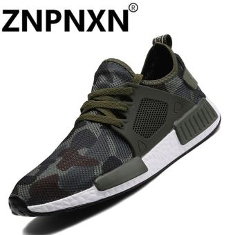 ZNPNXN The New Summer Outdoor Walking Shoes Sport Shoes Breathable Camouflage Soft Soled Running Shoes Set Foot Shoes Cushioning Male Shockproof Sole Sneakers Trainer Shoes Korean Tide Elastic Cloth ShoesGreen