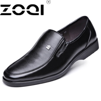 ZOQI New Slip-On Men Formal Shoes Basic Dress Shoes Genuine Leather Shoes Men Fashion Crocodile Grain Men Flats
