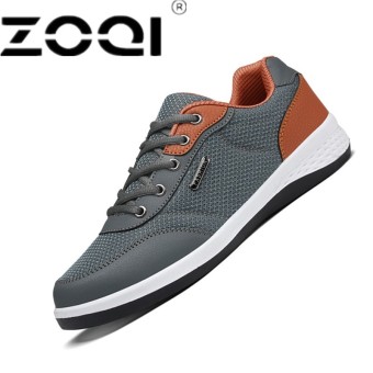 ZOQI Lace-up Round toe Flat heel Formal Daily Leisure Rubber Youth Breathable Men's Shoes Grey - intl