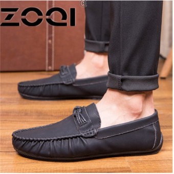 ZOQI Men's Flats Casual Comfortable Driving Shoes Genuine Leather Loafers For Men Shoes moccasins Summer Men's FootwearBlack - intl