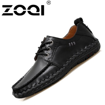 ZOQI Men's Handmade Lether Business Formal Shoes Driving Shoe Black - intl