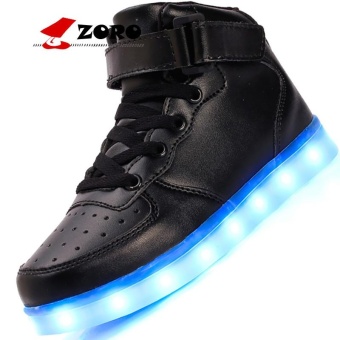 ZORO Original New Arrival Men Casual Colorful Led Luminous Shoes With Light Up USB Rechargeable For Adults - Black - intl