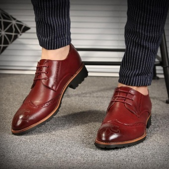 ZORO Genuine Leather Bullock Oxfords Shoes For Men Designer Luxury Men Shoes Red - intl