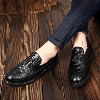 ZORO Handmade Pointed Toe Suede Matching Genuine Calf Leather Men's Oxford Shoe Black - intl