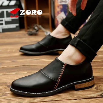 ZORO Men Leather Designer Men's Pointed Toe Dress Classic Formal Oxford Shoes For Men's Footwear Wedding Business High Quality Shoes Kasut Lelaki Black - intl