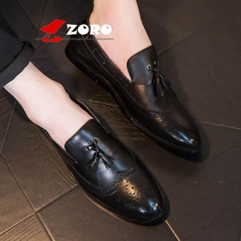 ZORO New Arrival Hot Men Business Casual Bullock Carved Leather Shoes Oxfords Kasut Lelaki Kasut Kulit Rasmi Black - intl