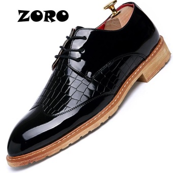 ZORO Plus Size 38-48 Genuine Leather Designer Formal Business Office Dress Men Shoes Classic Elegant Mens Casual Oxfords Black - intl