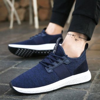 ZORO Running Shoes Mesh Breathable Outdoor Sports Jogging Textile Sneakers for Men Walking Shoes Navy blue - intl