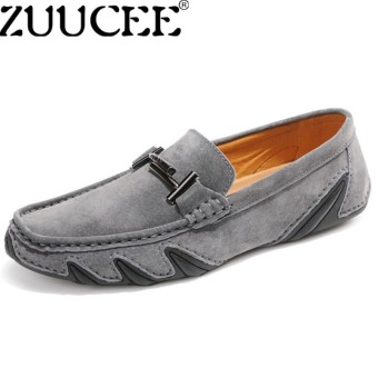 ZUUCEE Men Octopus Loafers Shoes Fashion Peas Shoes Hand Stitching Suede Driving Shoesgrey - intl